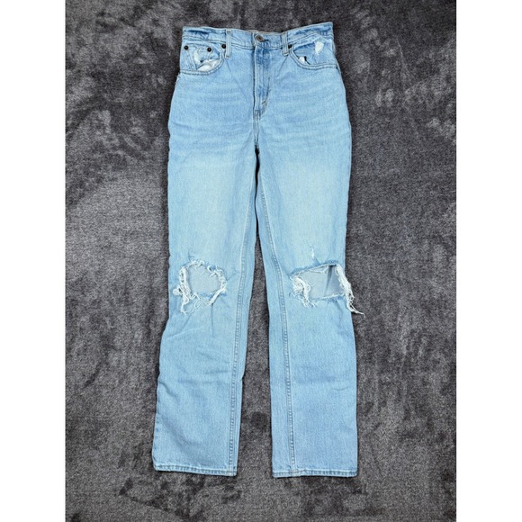 Abercrombie & Fitch Denim - Abercrombie Fitch The 90s Straight Ultra High Rise Light Wash Jeans 27/4R